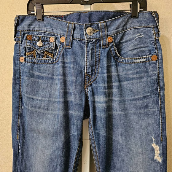 TRUE RELIGION Men's Distressed Rainbow Billy Boot Cut Zipper Jeans Sz 31 Seat 34 - Picture 3 of 16